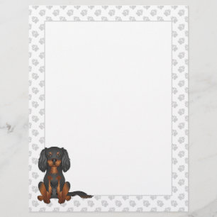 Black & Tan Cavalier King Charles Spaniel Sitting Custom Letterhead