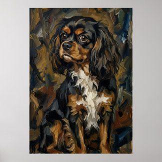 Black Tan Cavalier Spaniel Portrait Poster