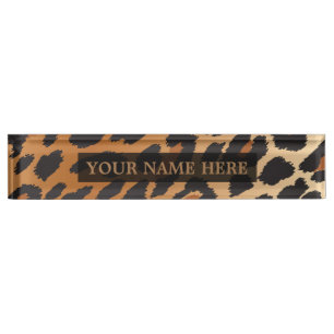 Black & Tan Cheetah Leopard Glam Personalised Nameplate