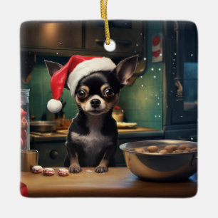 Black & Tan Chihuahua Christmas Cookies Holiday Ceramic Ornament