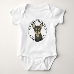 Black Tan Chihuahua Dog Big Brother Baby Bodysuit
