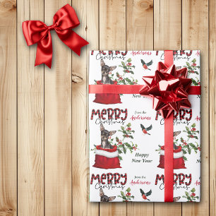 Black Tan Chihuahua Dog Christmas Gift Bag Wrapping Paper