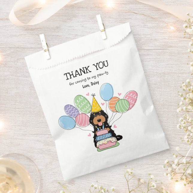 Black Tan Cockapoo Cavapoo Birthday Party  Favour Bag (Clipped)