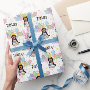 Black Tan Cockapoo Cavapoo Dog Birthday Wrapping Paper