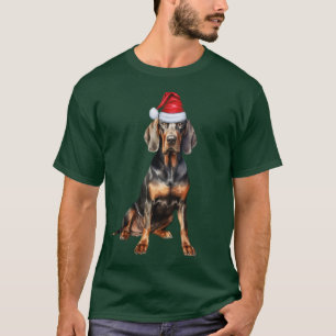 Black Tan Coonhound Dog Cute and Funny Christmas T-Shirt