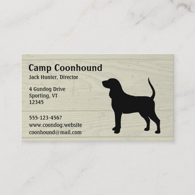 Black & Tan Coonhound Dog Silhouette Business Card (Front)