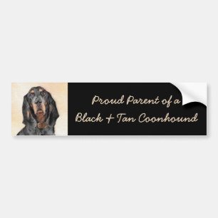 Black & Tan Coonhound Painting - Original Dog Art Bumper Sticker