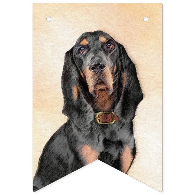 Black & Tan Coonhound Painting - Original Dog Art Bunting (First Flag)