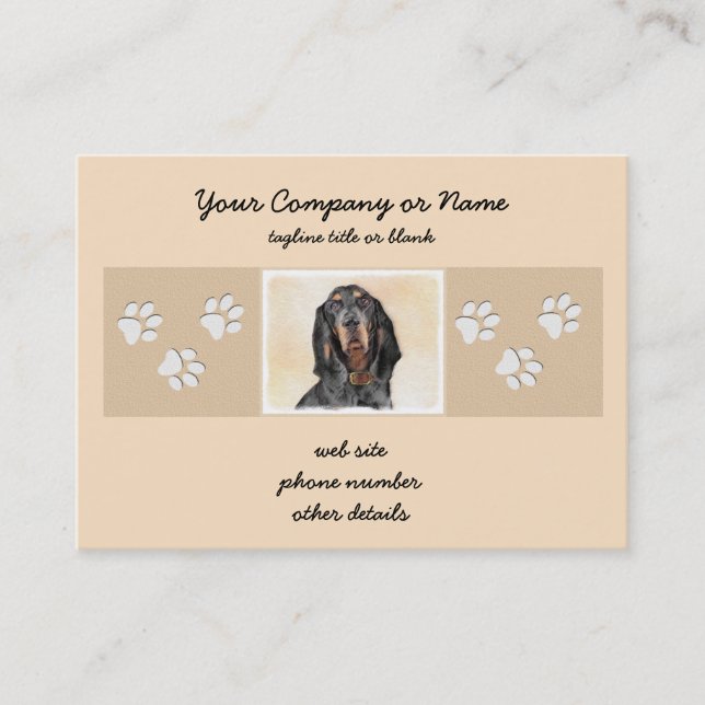 Black & Tan Coonhound Painting - Original Dog Art Business Card (Front)