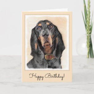Black & Tan Coonhound Painting - Original Dog Art Card
