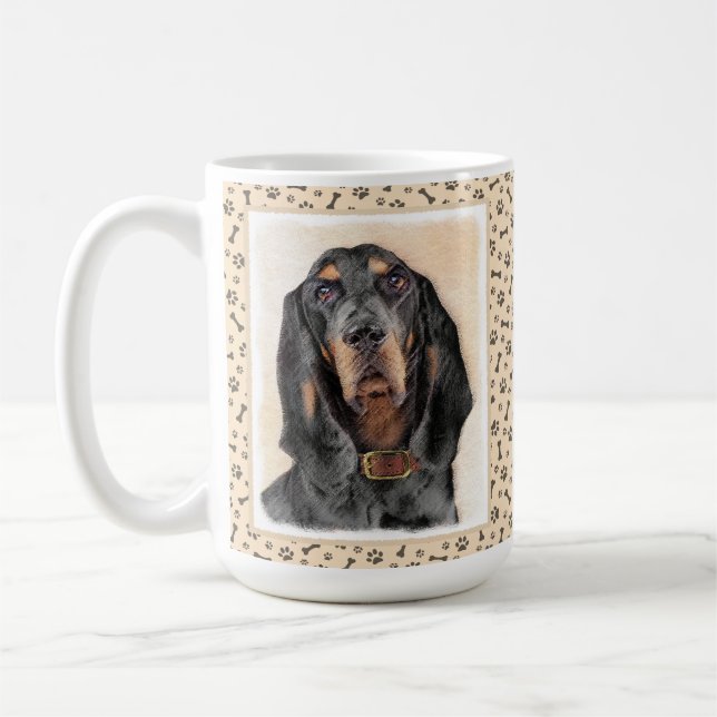 Black & Tan Coonhound Painting - Original Dog Art Coffee Mug (Left)