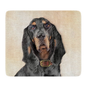 Black & Tan Coonhound Painting - Original Dog Art Cutting Board