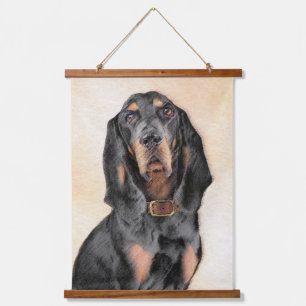 Black & Tan Coonhound Painting - Original Dog Art Hanging Tapestry