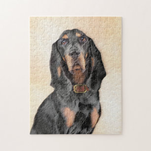 Black & Tan Coonhound Painting - Original Dog Art Jigsaw Puzzle