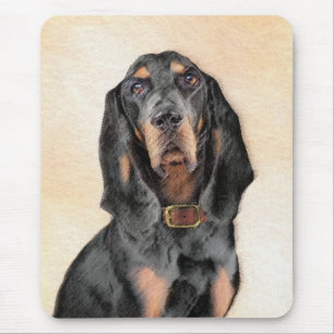 Black & Tan Coonhound Painting - Original Dog Art Mouse Pad