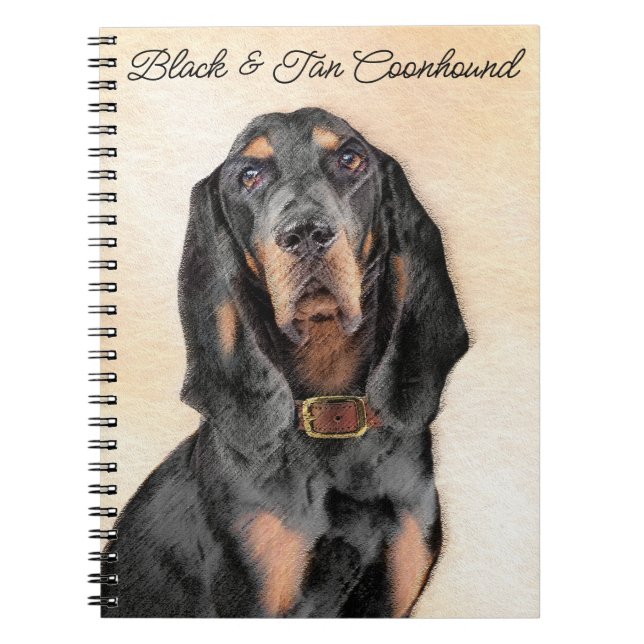 Black & Tan Coonhound Painting - Original Dog Art Notebook (Front)
