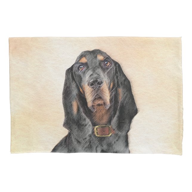 Black & Tan Coonhound Painting - Original Dog Art Pillowcase (Front)