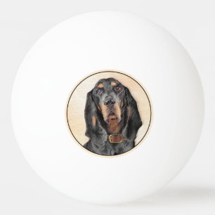 Black & Tan Coonhound Painting - Original Dog Art Ping Pong Ball