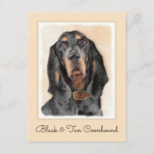 Black & Tan Coonhound Painting - Original Dog Art Postcard
