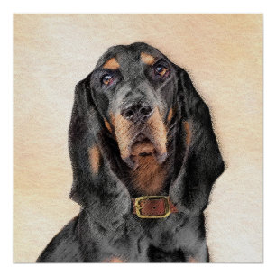 Black & Tan Coonhound Painting - Original Dog Art Poster