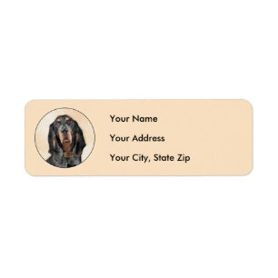 Black & Tan Coonhound Painting - Original Dog Art Return Address Label