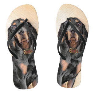 Black & Tan Coonhound Painting - Original Dog Art Thongs