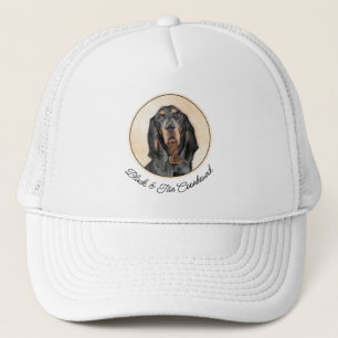 Black & Tan Coonhound Painting - Original Dog Art Trucker Hat