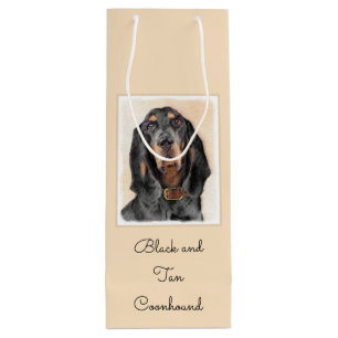 Black & Tan Coonhound Painting - Original Dog Art Wine Gift Bag