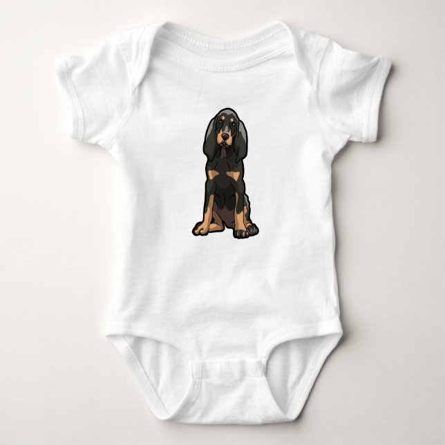 Black & Tan Coonhound Puppy Baby Bodysuit (Front)