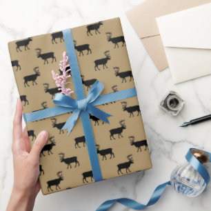 black tan Country moose pattern wrapping paper
