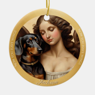  Black Tan Dachshund Art Photo Keepsake Christmas Ceramic Ornament