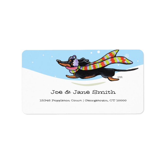 Black Tan Dachshund Cold Run Winter Label (Front)