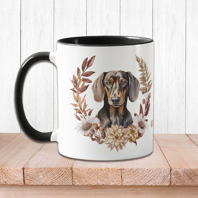 Black Tan Dachshund Dog Autumn Wreath Mug (Creator Uploaded)