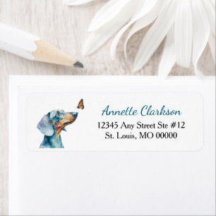 Black Tan Dachshund Dog Butterfly Wonder Return Address Label
