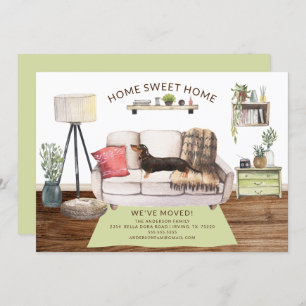 Black & Tan Dachshund Dog Moving Announcement