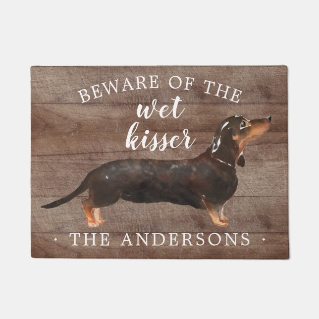 Black & Tan Dachshund Dog Personalised Door Mat (Front)