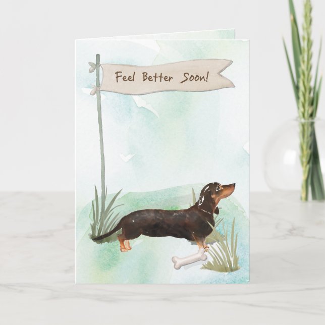 Black & Tan Dachshund Feel Better Surgery w/ Dog Card (Front)
