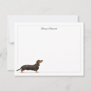 Black Tan Dachshund Grey Border Personalised Card