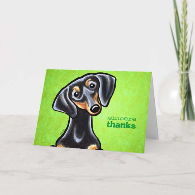 Black/Tan Dachshund Thank You Custom Card (Front)