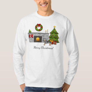 Black & Tan Dapple Smooth Coat Dachshund Christmas T-Shirt