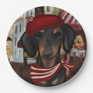 Black & Tan Doxie Paper Plate