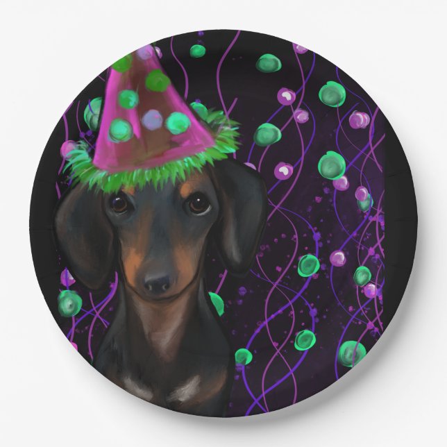 Black & Tan Doxie Paper Plate (Front)