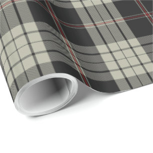 Black Tan Ecru Red Tartan Plaid Wrapping Paper