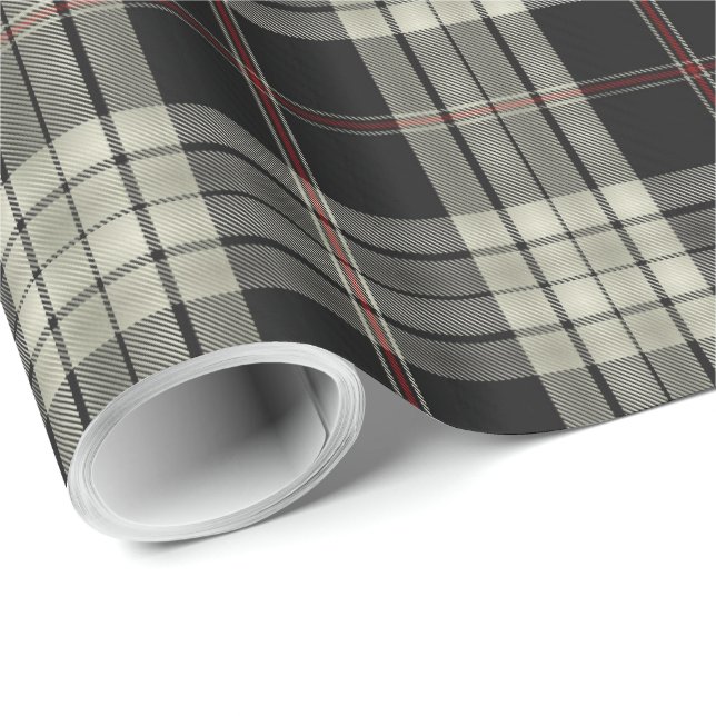 Black Tan Ecru Red Tartan Plaid Wrapping Paper (Roll Corner)