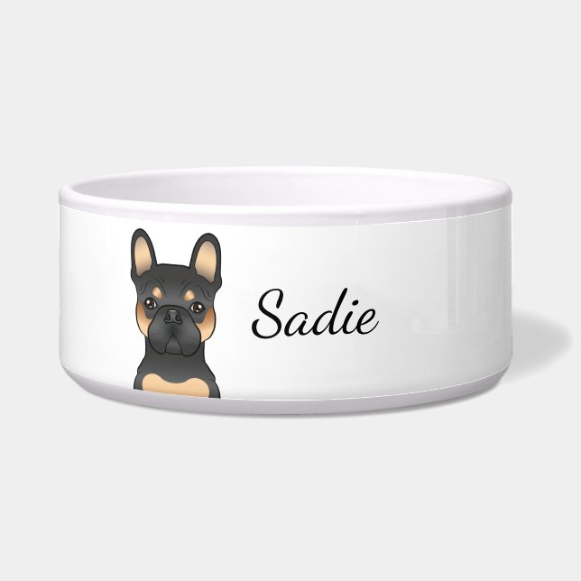 Black & Tan French Bulldog / Frenchie Dog & Name (Front)
