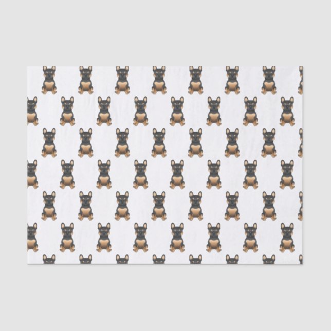 Black & Tan French Bulldog / Frenchie Dog Pattern Tissue Paper (Front)