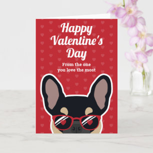 Black Tan French Bulldog Valentine's Day Card
