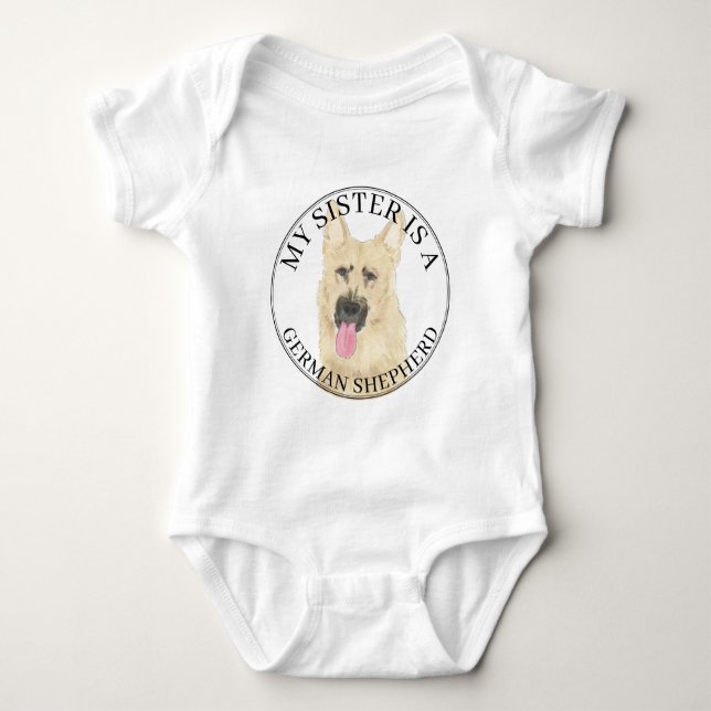 Black & Tan German Shepherd Big Sister Baby Bodysuit (Front)