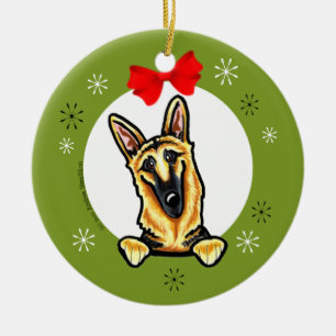 Black Tan German Shepherd Christmas Classic Ceramic Tree Decoration