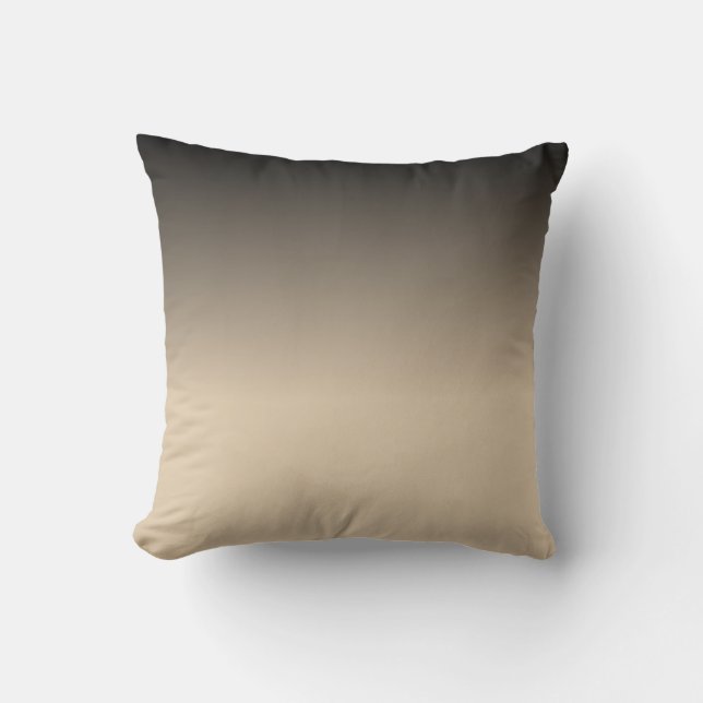 Black Tan Gradient Fading Throw Pillow (Front)